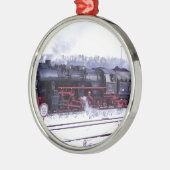 蒸気の列車の鉄道機関車の場所エンジン メタルオーナメント (左)