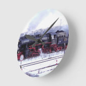 蒸気の列車の鉄道機関車の場所エンジン ラウンド壁時計 (傾斜)