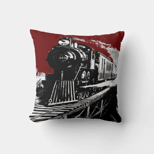 蒸気の列車のred_blackのヴィンテージのクッション色の変更 クッション (正面)