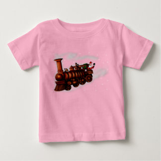 蒸気の列車サンタのベビー ベビーTシャツ