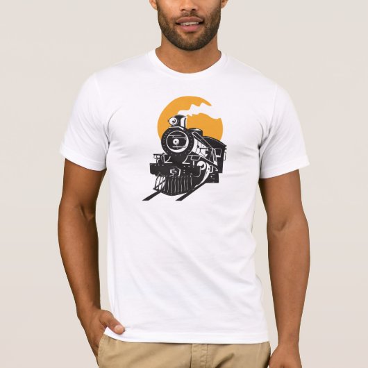 蒸気の列車メンズTシャツ Tシャツ (正面)