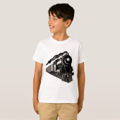 蒸気の列車機関車のヴィンテージ Tシャツ (正面フル)