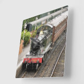 蒸気の列車 スクエア壁時計 (傾斜)