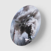 蒸気の列車 ラウンド壁時計 (傾斜)