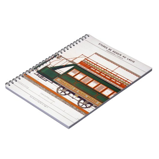 蒸気の市街電車のために設計して下さい、「インダス川からの126をめっきして下さい ノートブック (左側)