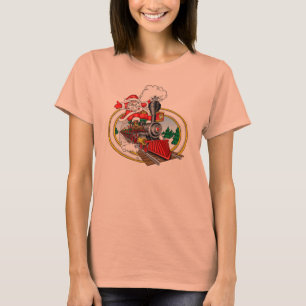 蒸気のlocomotivのあなたで来ているサンタクロース tシャツ