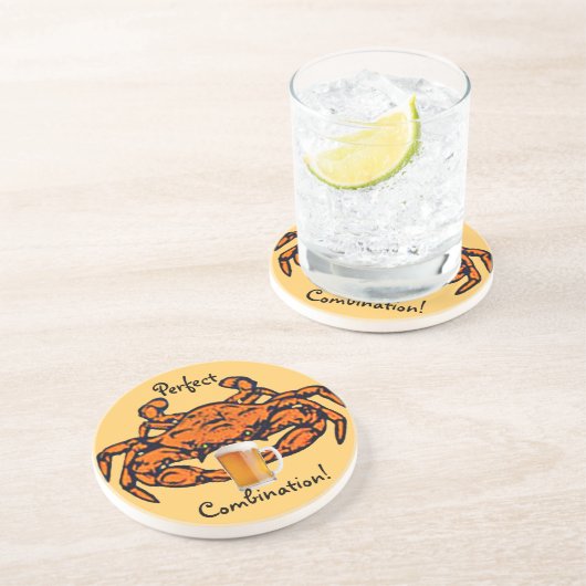 蒸気を発したカニおよびビールコースター コースター (側面)