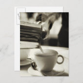 蒸気を発する新しいコーヒー作成/加えることの芸術 ポストカード (正面/裏面)