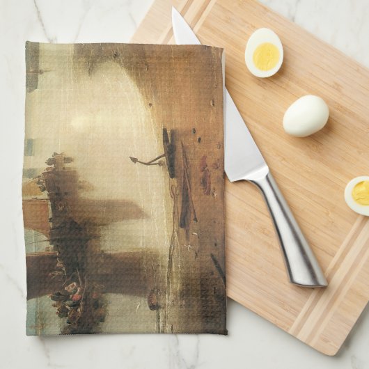 蒸気を通して昇る太陽(じょうきを通してのぼるたいよう) by ジョセフ・ターナー キッチンタオル (四つ折り)