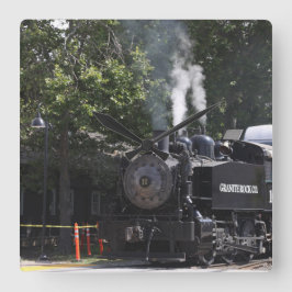 蒸気エンジンの列車のエンジンクロック スクエア壁時計