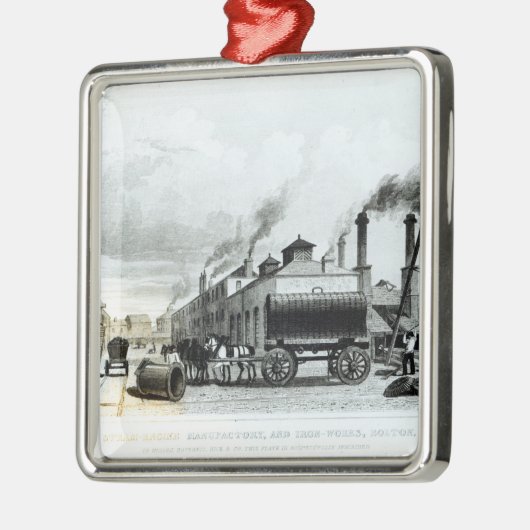 蒸気エンジンの製造所および鉄の仕事 メタルオーナメント (左)