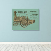 蒸気エンジンファームトラクタ牽引農業アンティーク キャンバスプリント (インサイチュ (ウッドフロア))