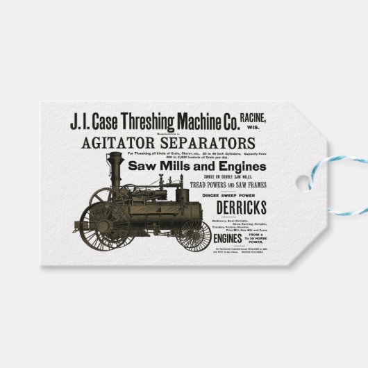 蒸気エンジンファームトラクタ牽引農業アンティーク ギフトタグ (正面(横))