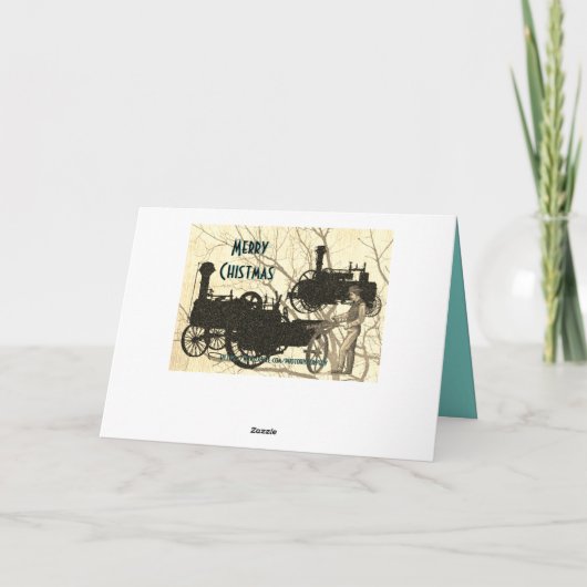 蒸気エンジンファームトラクタ牽引農業アンティーク シーズンカード (裏面)