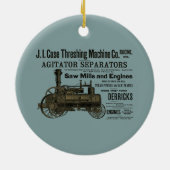 蒸気エンジンファームトラクタ牽引農業アンティーク セラミックオーナメント (裏面)