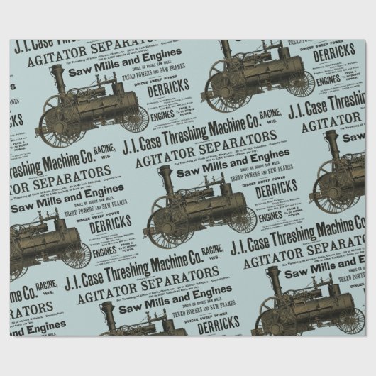 蒸気エンジンファームトラクタ牽引農業アンティーク ラッピングペーパー (フラット)