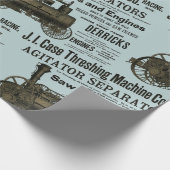 蒸気エンジンファームトラクタ牽引農業アンティーク ラッピングペーパー (角)