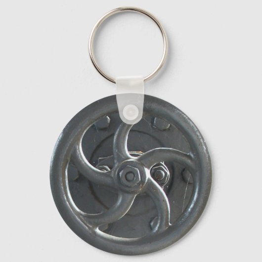 蒸気エンジン圧力調整ホイールキーチェーン キーホルダー (正面)