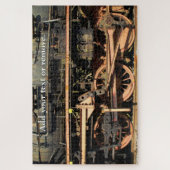 蒸気カスタム列車の車輪とピストンを閉じる。 ジグソーパズル (縦)