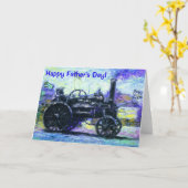 蒸気トラクター付きハッピー·ファザーズ·デイ·カード カード (黄色い花)