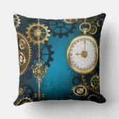蒸気パンクターコイズの背景とギア クッション (裏面)