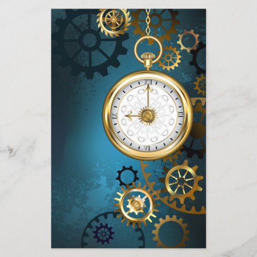 蒸気パンクターコイズの背景（歯車付き） チラシ (正面)