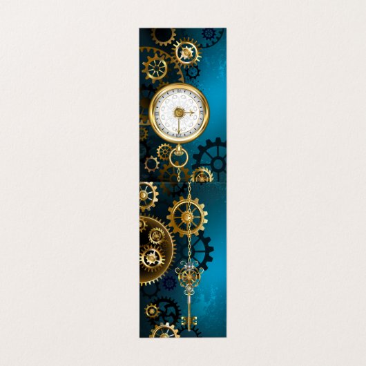 蒸気パンクターコイズの背景(歯車付き) 名刺 (外部フラット)