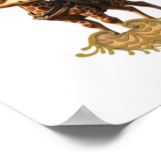 蒸気パンク風の漫画スタイルの赤ちゃんキリン クラシックT- ポスター (角)