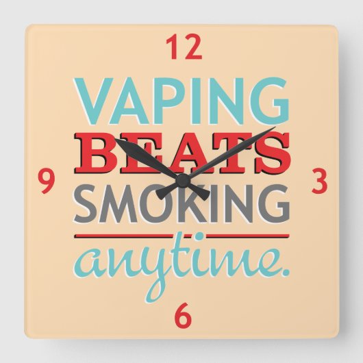 蒸気ビート喫煙いつでも スクエア壁時計 (正面)