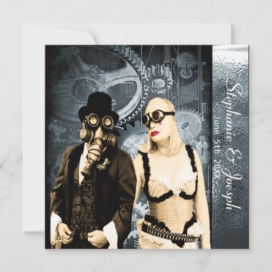 蒸気ポンク結婚式招待状 招待状 (正面)