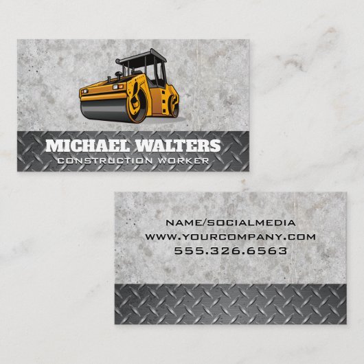 蒸気ローラー |建築車 名刺 (正面/裏面)