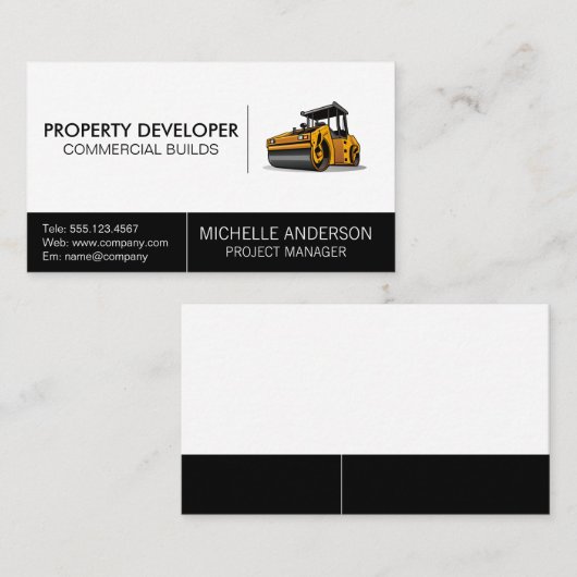 蒸気ローラー |建築車 名刺 (正面/裏面)