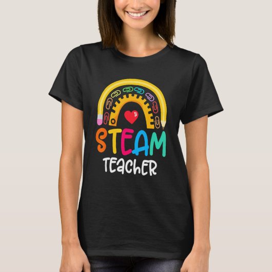 蒸気先生スクワッドチームクルー新学期ステム Tシャツ (正面)