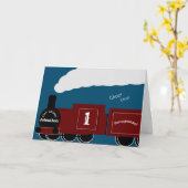 蒸気列車パーソナライズされたのバースデーカード カード (黄色い花)