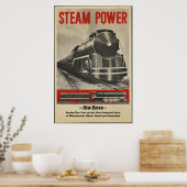 蒸気列車ヴィンテージ旅行ポスター広告レトロプリント ポスター (キッチン)