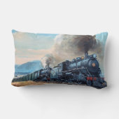 蒸気列車来は丘を上り、鉄道エンジン ランバークッション (裏面)