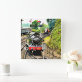 蒸気列車 スクエア壁時計 (ホーム)