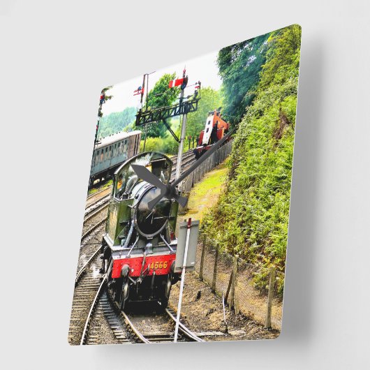 蒸気列車 スクエア壁時計 (傾斜)