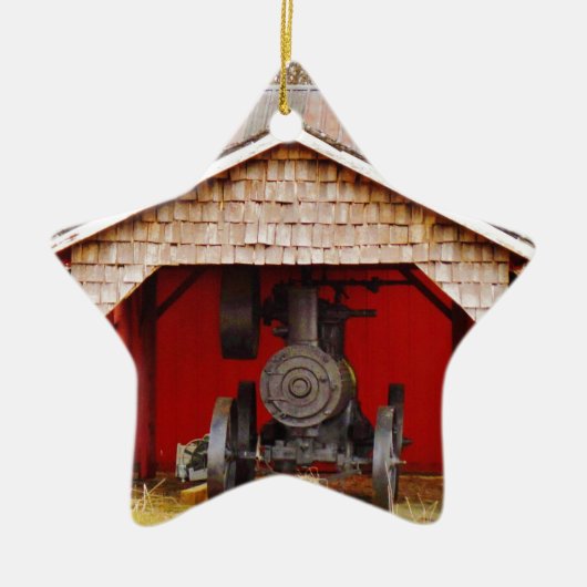 蒸気動力アンティークトラクター セラミックオーナメント (正面)