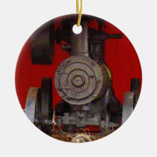 蒸気動力アンティークトラクター セラミックオーナメント (正面)
