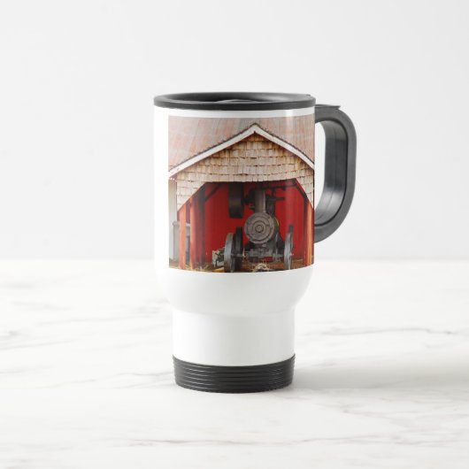 蒸気動力アンティークトラクター トラベルマグ (正面右)