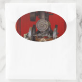 蒸気動力アンティークトラクター 楕円形シール (バッグ)