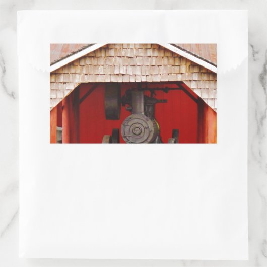 蒸気動力アンティークトラクター 長方形シール (バッグ)