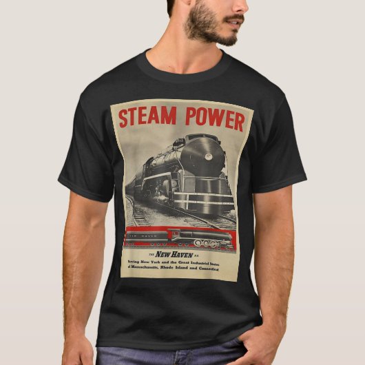 蒸気動力機関の列車 Tシャツ (正面)