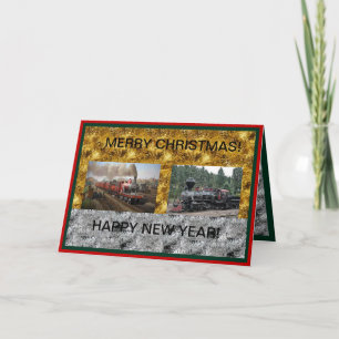 蒸気機関のクリスマス/新年のカード カード