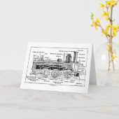 蒸気機関の図表 カード (黄色い花)