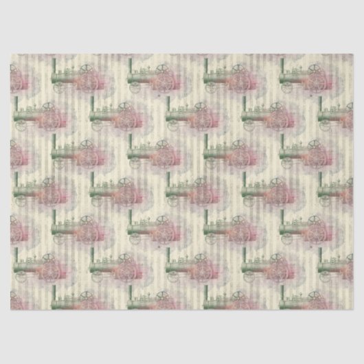 蒸気機関列車とデコパストライプージュ 薄葉紙 (正面)