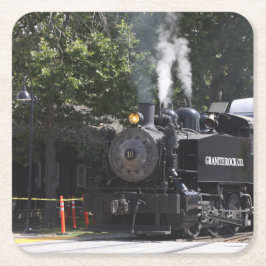 蒸気機関列車飲み物用コースター スクエアペーパーコースター