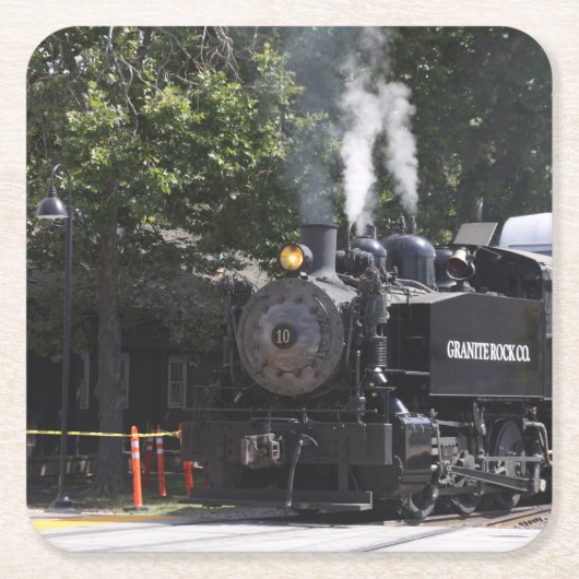 蒸気機関列車飲み物用コースター スクエアペーパーコースター (正面)