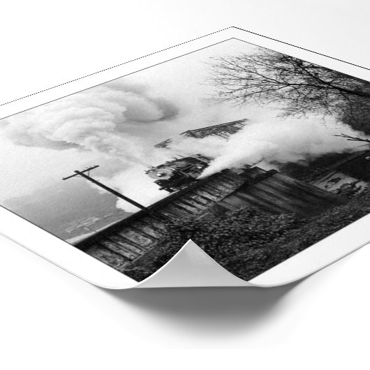 蒸気機関来が橋を渡る ポスター (角)